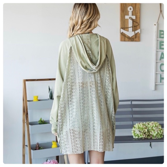 LAST ONE $58 start 60ππMineral washed LACE ZIP UP HOODIE top - Picture 9 of 12